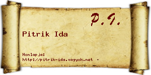 Pitrik Ida névjegykártya